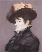 Edouard Manet Portrait de Jeanne Martin au Chapeau orne dune Rose oil painting reproduction